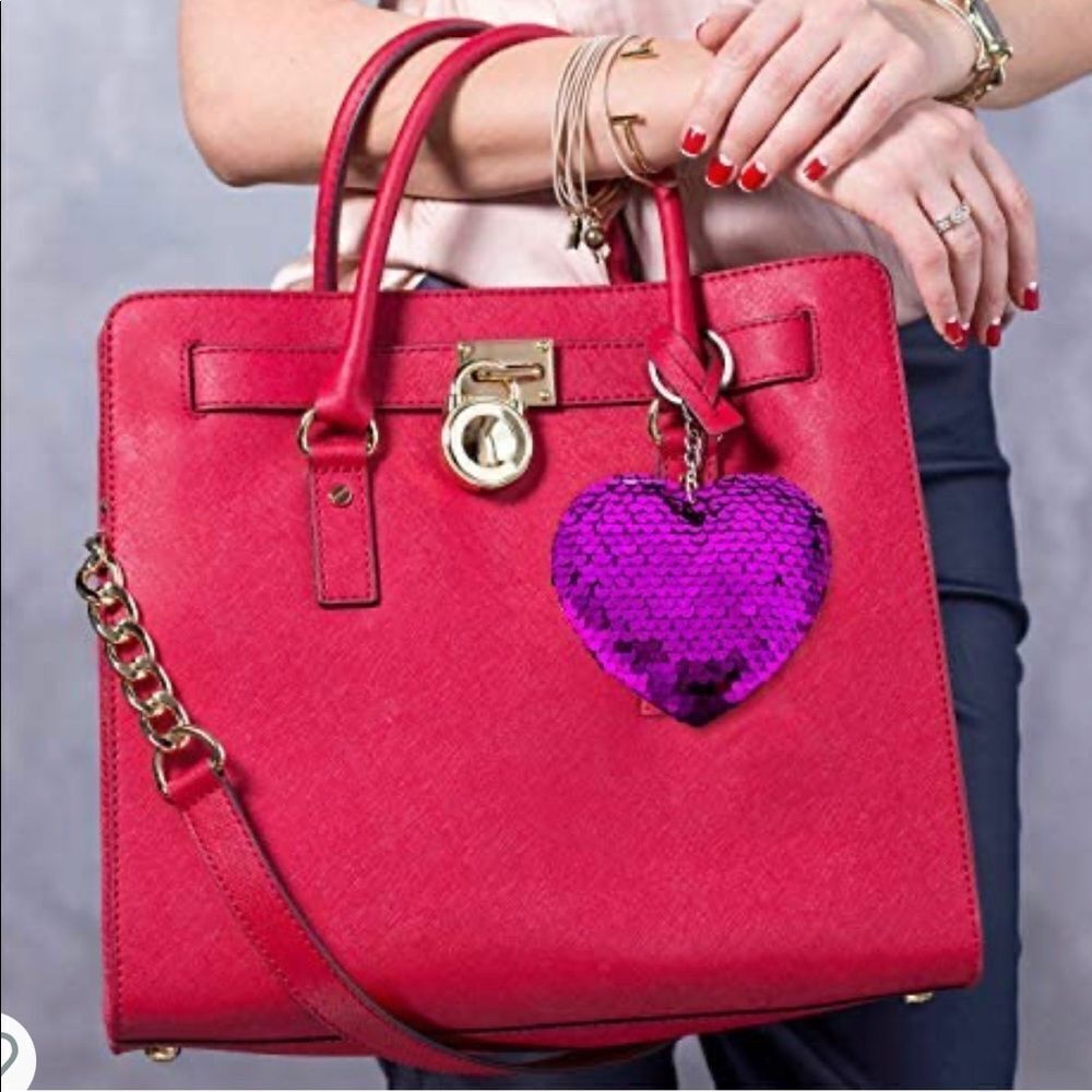 Purple Sequin Heart Keychain
